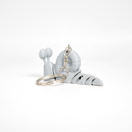 Grey Snail Keychain – Flexible Toy  Bag Charm with Big Eyes
